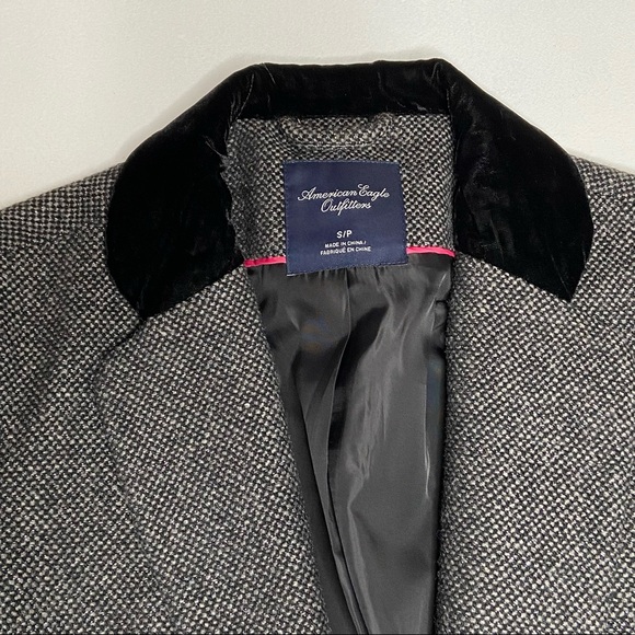 American Eagle Tweed Blazer with Velvet Collar - Picture 13 of 14